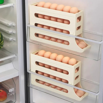 Sliding Egg Storage Container Convenient Automatic Rolling Holder Storage Box Fridge Kitchen Space Saver with Shockproof Design