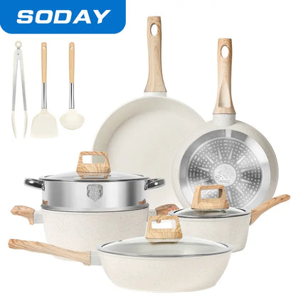 12Pcs Pots and Pans Set Non Stick Kitchen Cookware Set