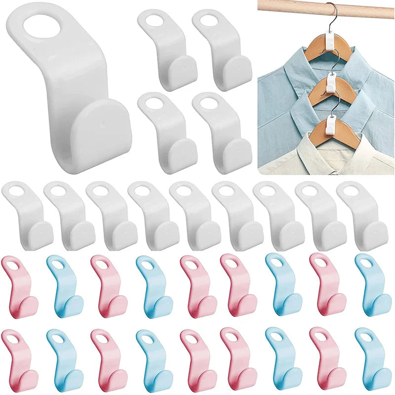 10/5Pcs Clothes Hanger Hooks Space Saving Closet Connector Hook Cascading Hanger Plastic Extender Clips Wardrobe Coat Organizer