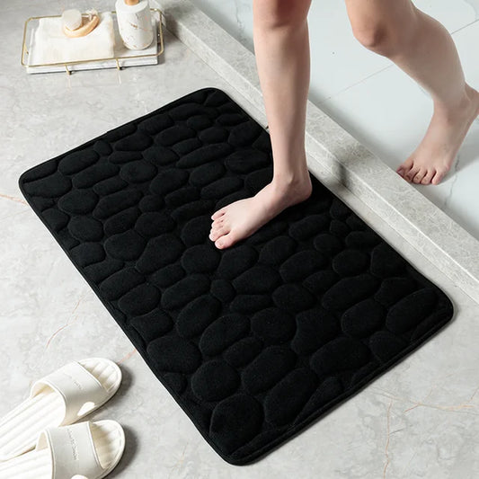 Cobblestone Embossed Bathroom Bath Mat Non-Slip Carpets in Wash Basin Bathtub Side Shower Room Floor Rug Doormat Memory Foam Pad